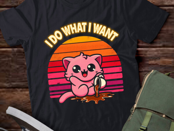 Ta160-vintage sunset pink cat i do what i want, boy girl funny t-shirt