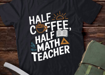 TA161-Womens Math Teacher Coffee Drinker Half Math Half Math Teacher V-Neck T-Shirt