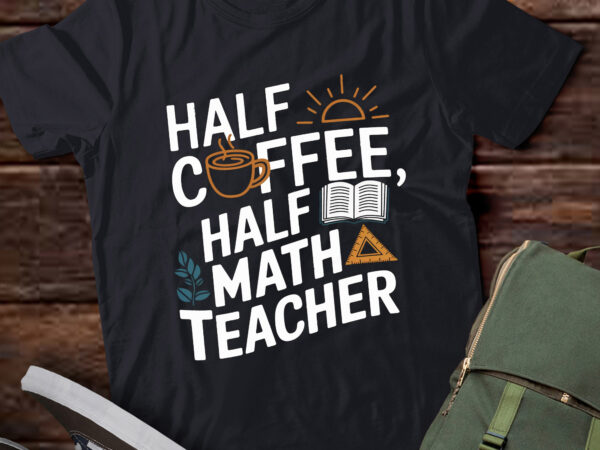 Ta161-womens math teacher coffee drinker half math half math teacher v-neck t-shirt