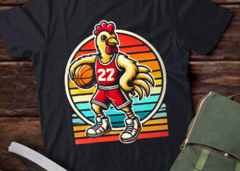 TD25-Vintage chicken Playing Basketball chicken lovers basketball T-Shirt