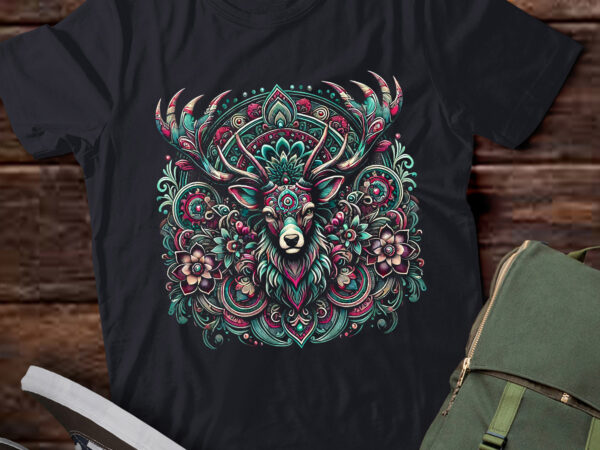 Td29-cool festive winter holiday nordic reindeer mandala graphic t-shirt