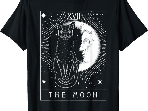 Tarot card crescent moon and cat graphic t-shirt