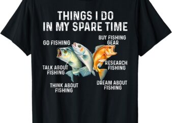 Things I Do in My Spare Time Fishing Boys Men Bass Fishing T-Shirt