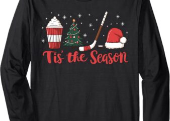 Tis The Season Hockey Coffee Xmas Tree Ice Hockey Christmas Long Sleeve T-Shirt