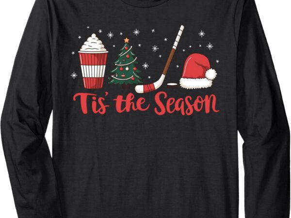 Tis the season hockey coffee xmas tree ice hockey christmas long sleeve t-shirt