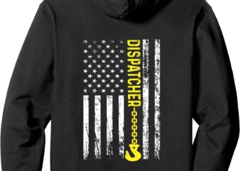 Tow Truck Dispatcher USA Flag Thin Yellow DESIGN ON BACK Pullover Hoodie