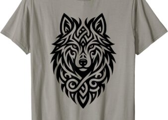 Tribal Wolf Nordic Motifs Gaelic Patterns Wolf Ornamental T-Shirt