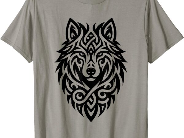 Tribal wolf nordic motifs gaelic patterns wolf ornamental t-shirt