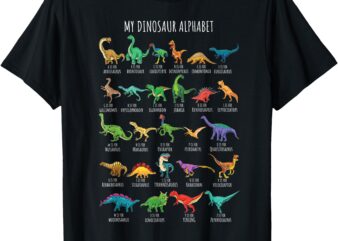 Types Of Dinosaurs Alphabet A-Z ABC Dino Identification Short Sleeve T-Shirt