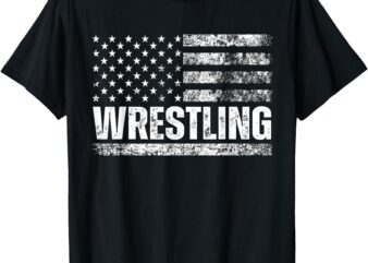 US Flag Wrestling American Flag Wrestling Wrestle Vintage T-Shirt