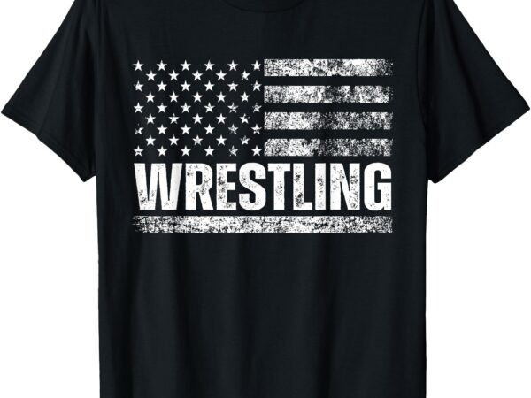 Us flag wrestling american flag wrestling wrestle vintage t-shirt