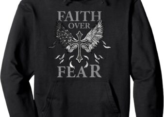 USA Flag Faith Over Fear Patriotic American Prayer Retro Pullover Hoodie