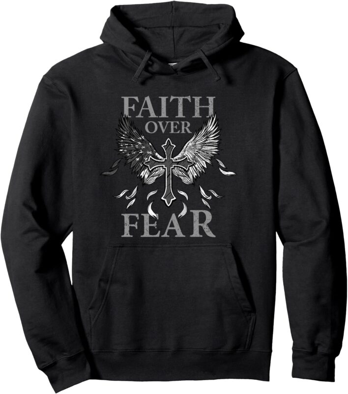 USA Flag Faith Over Fear Patriotic American Prayer Retro Pullover Hoodie