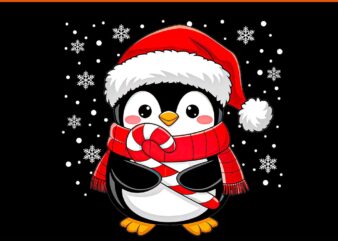 Penguin Christmas Candy Cane Winter PNG, Penguin Christmas PNG