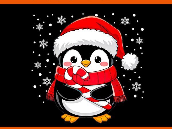 Penguin christmas candy cane winter png, penguin christmas png t shirt illustration