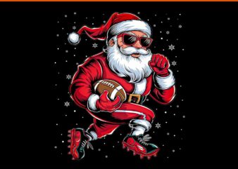 Santa Playing Football Christmas PNG, Santa Football Players PNG