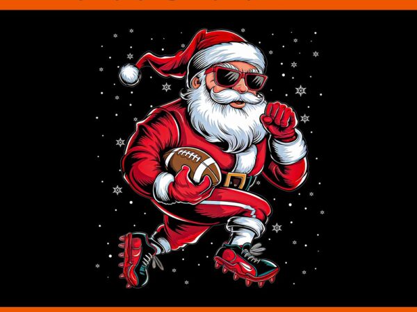 Santa playing football christmas png, santa football players png t shirt template vector