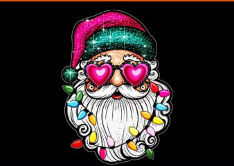 Santa With Sunglasses Christmas Lights Pink Santa PNG