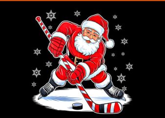 Santa Playing Ice Hockey PNG, Santa Hockey PNG