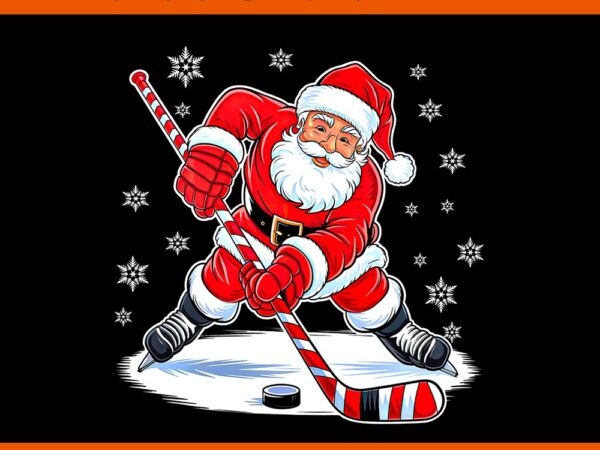 Santa playing ice hockey png, santa hockey png t shirt template vector