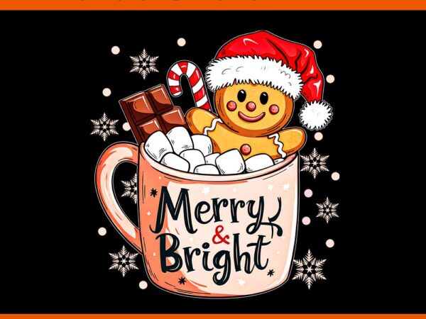 Merry and bright christmas gingerbread man png t shirt designs for sale