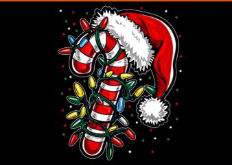 Red And White Candy Cane Santa Christmas PNG