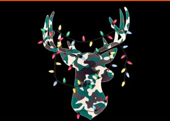 Christmas Holiday Camo Hunting Reindeer Deer Xmas Lights PNG