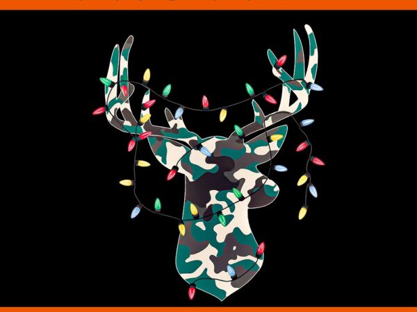 Christmas holiday camo hunting reindeer deer xmas lights png t shirt vector file