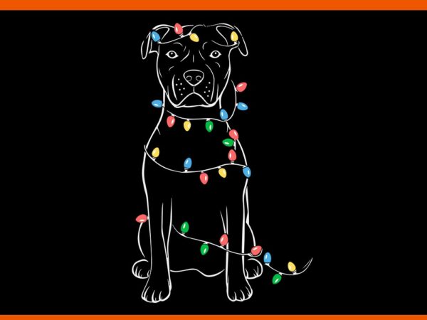 Santa pitbull christmas lights svg, pitbull dog lover xmas svg t shirt template vector