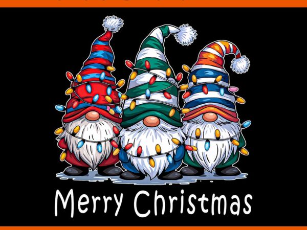 Gnomes merry christmas light png, family gnome xmas png t shirt design template