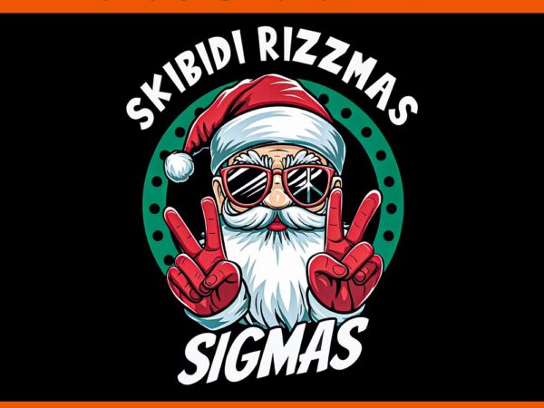 Skibidi rizzmas sigmas santa peace sign png t shirt template vector