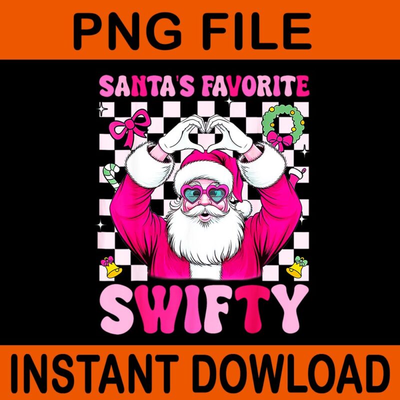 Santa’s Favorite Swifty Merry Christmas Groovy Xmas Lights PNG