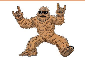 Bigfoot Sasquatch PNG, Bigfoot Rock On PNG, Funny Bigfoot Sasquatch Rock On Christmas PNG