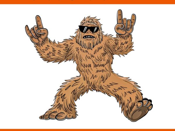 Bigfoot sasquatch png, bigfoot rock on png, funny bigfoot sasquatch rock on christmas png t shirt template