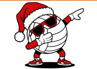 Volleyball Ball Santa Hat Dabbing Xmas SVG, Volleyball Christmas SVG