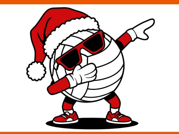 Volleyball ball santa hat dabbing xmas svg, volleyball christmas svg t shirt vector art