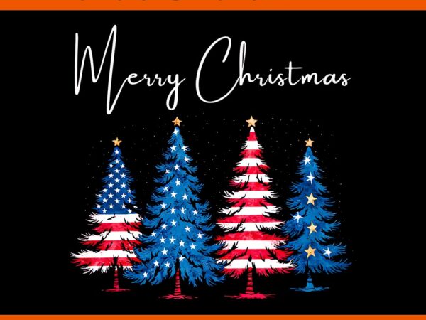 Patriotic christmas tree with american flag colors png, merry christmas tree patriotic png t shirt illustration