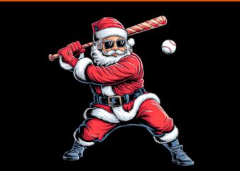 Santa Playing Baseball Christmas PNG, Christmas Baseball Player PNG, Santa Baseball PNG