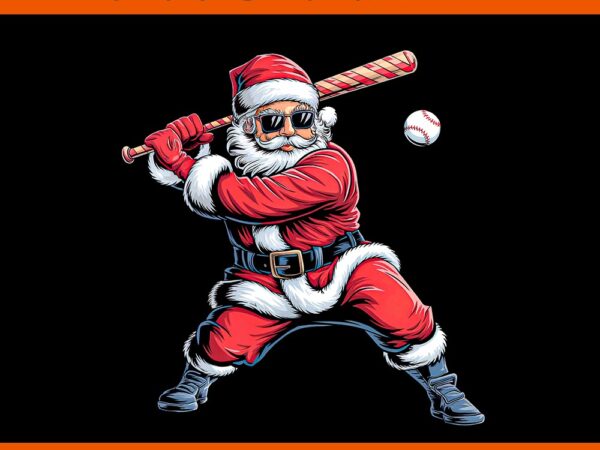 Santa playing baseball christmas png, christmas baseball player png, santa baseball png t shirt template vector