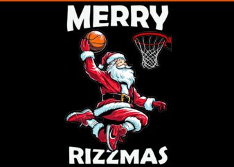 Merry Rizzmas Christmas PNG, Santa Claus Basketball PNG