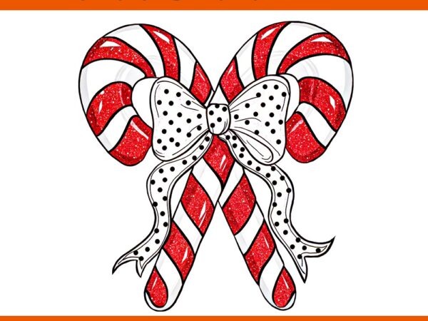 Coquette bow candy cane christmas season png t shirt vector file