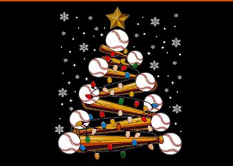 Baseball Christmas Tree Light PNG, Baseball Tree Xmas PNG