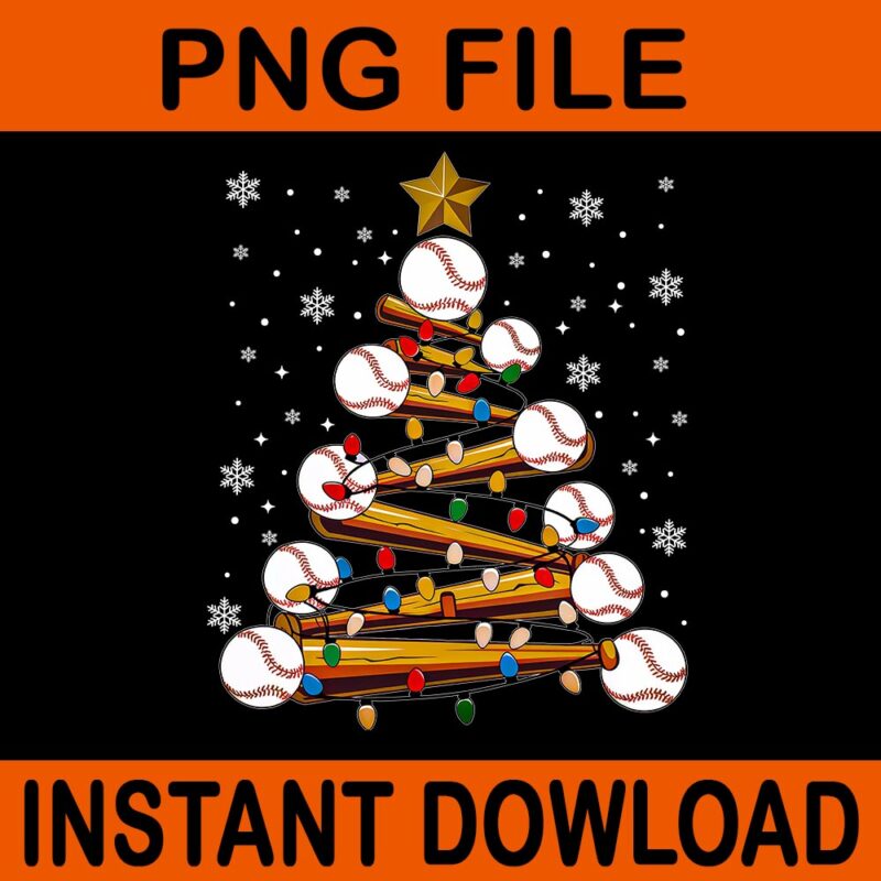 Baseball Christmas Tree Light PNG, Baseball Tree Xmas PNG