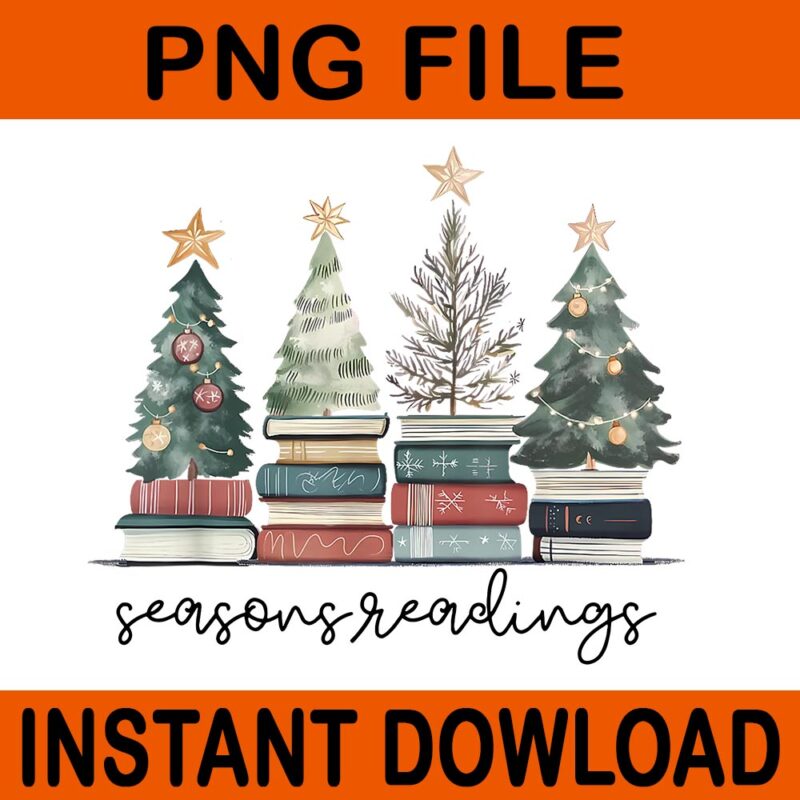 Vintage Seasons Readings All Booked For Christmas PNG, Books Club Christmas PNG