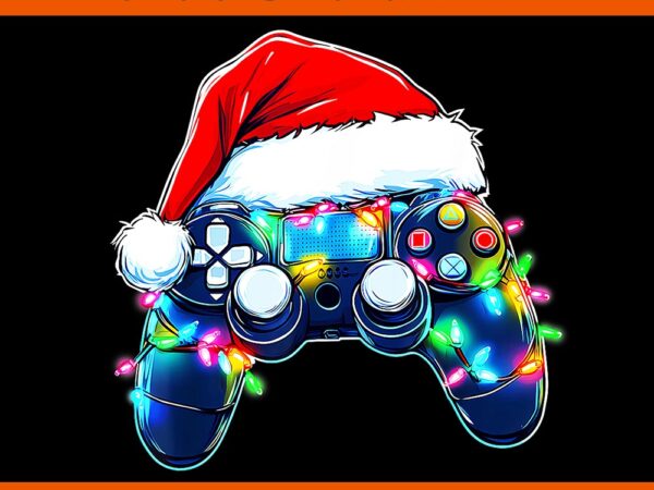 Video game controller christmas santa png, hat gamer christmas png t shirt vector art