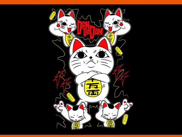 Dandadan cat turbo-granny png, cute anime manga cat png t shirt vector illustration