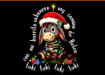 Tuki Tuki Donkey Mi Burrito Sabanero Mexican Xmas PNG, Donkey Christmas PNG