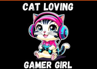 Cat Loving Gamer Girl PNG