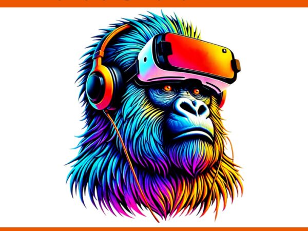 Funny gorilla vr playing gamer png t shirt graphic design