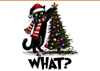 Cat What Christmas Murderous Black Cat PNG, Black Cat Christmas PNG